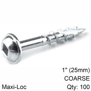 KREG Zinc Pocket Hole Screws 25mm 1.00' #8 Coarse Thread Mx Loc 100ct